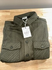 Maison Article Jacquard Knit Long Sleeve Shirt Size: Small Color: Olive NEW!