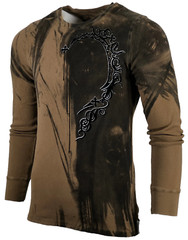 AFFLICTION Men’s Thermal Shirt DARK NIGHT Biker Skulls Tattoo S-5XL