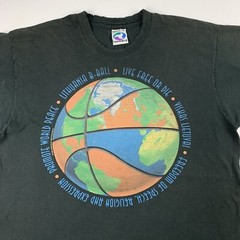 VTG 90s Liquid Blue Lithuania 1996 Basketball T-Shirt Mens XL X-Large *Distress*