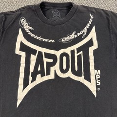 Y2K Tapout T Shirt Sz L Black Double Sided Graphic Print American Arrogant Worn