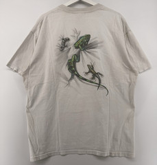 Vintage Lizard Animal Nature T Shirt White XL Graphic Double Sided Mens