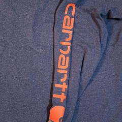 Carhartt Original Fit Mens 2XL Tall Blue Spellout Sleeve Tshirt Long Sleeve Spot
