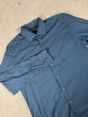 Ermenegildo Zegna Shirt Cashco Cotton Cashmere Blend Blue Teal XL Luxury