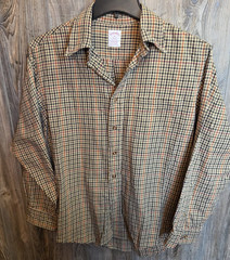 Brooks Brothers Button Shirt 346 Med Tan Plaid Cotton Wool Blend Brooksflannel