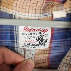 Vintage Round Up Shirt Mens Large Multicolor Plaid Western Pearl Snap 60s 70s