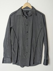 INC International Concepts Black White Pinstripe Dress Shirt Men’s M Long Sleeve