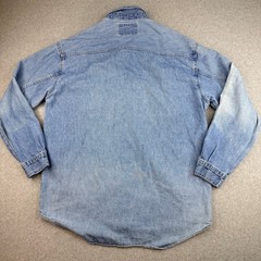 Vintage Levis Denim Shirt Mens Medium Light Wash Blue Cotton Button Down Faded