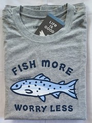 Life Is Good SS Shirt Crusher Tee FISH MORE WORRY LESS Chest48in Mens L