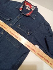 USA 1970s Vintage Male Brand Denim Long Sleeve Shirt Navy Pattern A++ Look