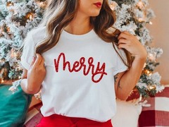 Glitter Merry Christmas Shirt Christmas Holiday Gift Lovers