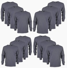 Gildan Ultra Cotton Long Sleeve T-Shirt Style G2400, Dark Heather (12 Pk)- 2XL