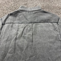Carbon 2 Cobalt Shirt Men Large Gray Button Up 100% Linen Resort Travel Beach