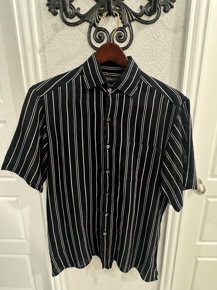 Ermenegildo Zegna Men’s Linen M Short Sleeve Casual Shirt Button Up