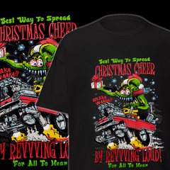 ED ROTH RAT FINK ORIGINAL CHRISTMAS CHEER REVVING LOUD T SHIRT