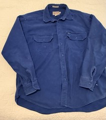 Woolrich Chamois Men’s XL Outdoor Wear Expedition Blue Cloth Button Shirt *READ