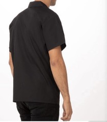 Chef Works Mens Medium Black NWOT Short Sleeve Shirt Snap Front