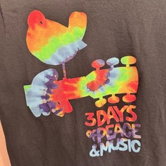 Woodstock 1969 Peace Sign Graphic T-Shirt Mens Medium Black Tie Dye Logo 2011