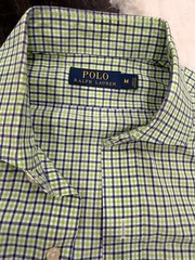 Polo Ralph Lauren Mens Classic Button-Down Collar Checked Poplin Dress Shirt – M