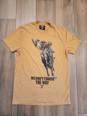 Wrangler x Yellowstone Western T Shirt Cowboy Rodeo Graphic Mens Small Mustard