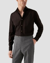 ETON Solid Dark Bordo Burgundy Red Twill 100% Merino Wool Shirt Contemporary fit