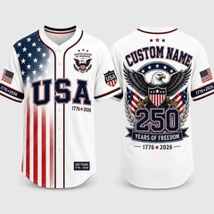 America 250th Anniversary Baseball Jersey Custom Name Patriotic 4th Of July Gift