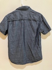Rock & Republic Shirt Button Front Zip Pocket Distressed Gray Cotton Mens M