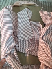 Vtg NOS LS Work Wear Red Kap Executive White Red Striped Button Shirt USA 14 RG