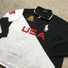 Polo Ralph Lauren Shirt Mens Big 3X USA Rugby Colorblock Long Sleeve Big Pony