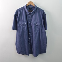 Apt 9 Mens 3XB Utility Shirt Blue Woven Cotton Pocket Button Closure Geometric