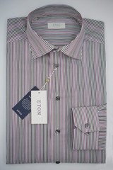 Men Eton Shirt Striped Single Cuff Striped Contemporary Size 41 16