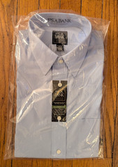 JoS A. Bank Traveler Tailor Fit Point Collar Dress Shirt 15.5 -34 Light Blue NEW