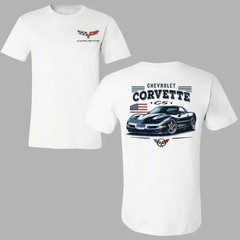 Corvette C5 American Pride T-shirt, 2 Sides Graphic Tee Featuring Retro Chevrole