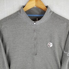 JOHNNIE-O Size Large Mens 1/4 Zip Gray Striped Performance Wind Shirt Golf UV+