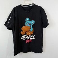 BKYS Black Evil Teddy Bear T-Shirt Size L Eat Money Short Sleeve Streetwear