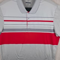 Adidas Performance Flex Golf Polo Shirt Mens 2XL White Grey Red Striped
