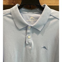 Men’s TOMMY BAHAMA Light Blue Short Sleeve MARLIN Logo Polo Shirt L *C4