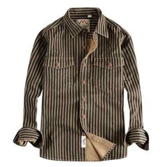 2025 Autumn And Winter New American Retro Stripe Long-Sleeve Lapel Shirt