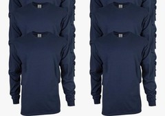 Gildan Adult Ultra Cotton Long Sleeve T-Shirt G2400 Navy (4 Pack) LARGE ONLY
