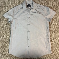 Armani Jeans by Giorgio Armani Sz M Gray Short Sleeve Button Down Slim Fit Shirt