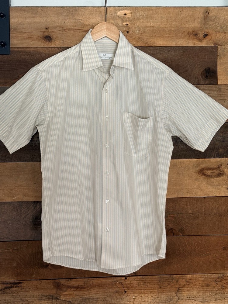 Vintage Giovanni Valentino Italy Shirt Mens 46 M Striped Button Up Short Sleeve