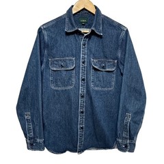 J. Crew Mens Heritage Denim Workshirt Small Blue Button Down Utility Workwear