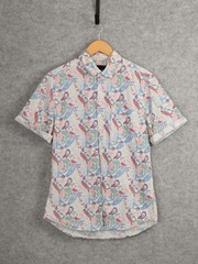 Mens Topman Paisley Short Sleeve Shirt White Multi Size M