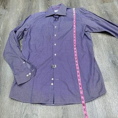 Eton Shirt Purple Gingham Contemporary Fit Dress Mens 16 41 York Cotton LS Shirt