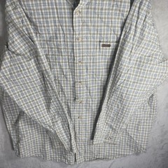 Vintage Carhartt Shirt Adult Large Beige Blue Striped Workwear Men’s 3680