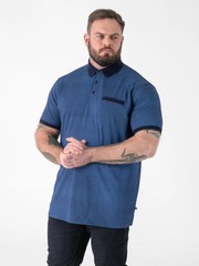 D555 Duke Big Mens Polo Shirt Blue Print Jacquard Trims 2XL-9XL 10XL (611904)