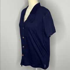 Vintage 90s Barter & Wells Button Up Shirt S Petite Blue Collared V Neck NEW