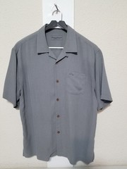 Tommy Bahama Island Zone Men L GREY Silk Blend Machine Wash FAST SHIP Excellent