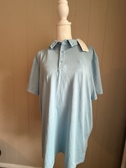 All In Motion Men’s L Light Blue Solid Short Sleeve 3-Button Polo Shirt