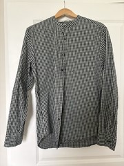 J. Crew Shirt Mens Medium Secret Wash Shirting Classic Fit Checked Collarless