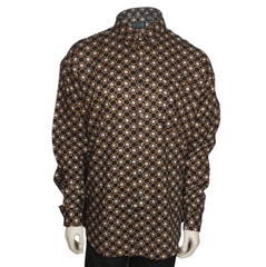 Mens Long Sleeve Button up Dress Shirt Baroque Casual Banquet Party Vintage 80s